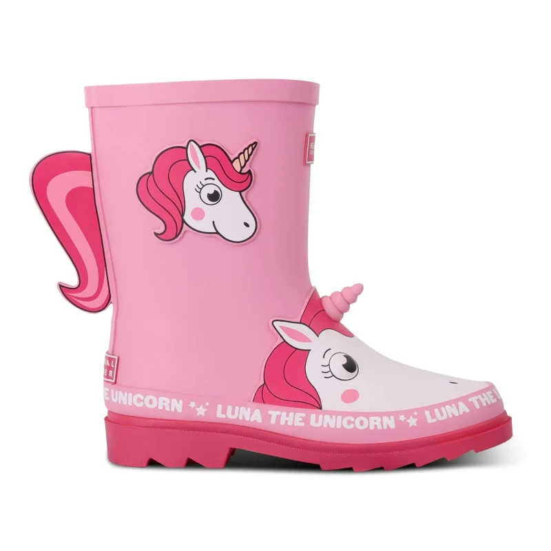 Image of Regatta Girls Mudplay II Waterproof Wellies UK Size 12 (EU 31) Luna The Unicorn Pink RKF856G-S1H-12