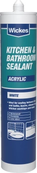 image of Wickes Kitchen and Bathroom Acrylic Sealant - White 310ml