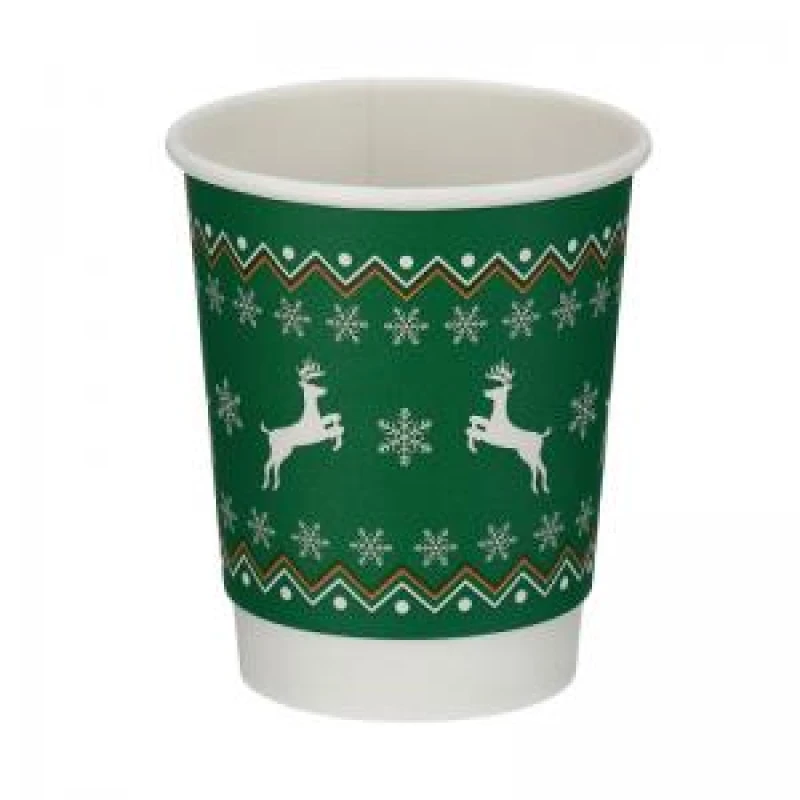 Image of Go-Pak Go-Pak Christmas 8oz Double Wall Cup (Pack of 500) XD04021XM XD04021XM