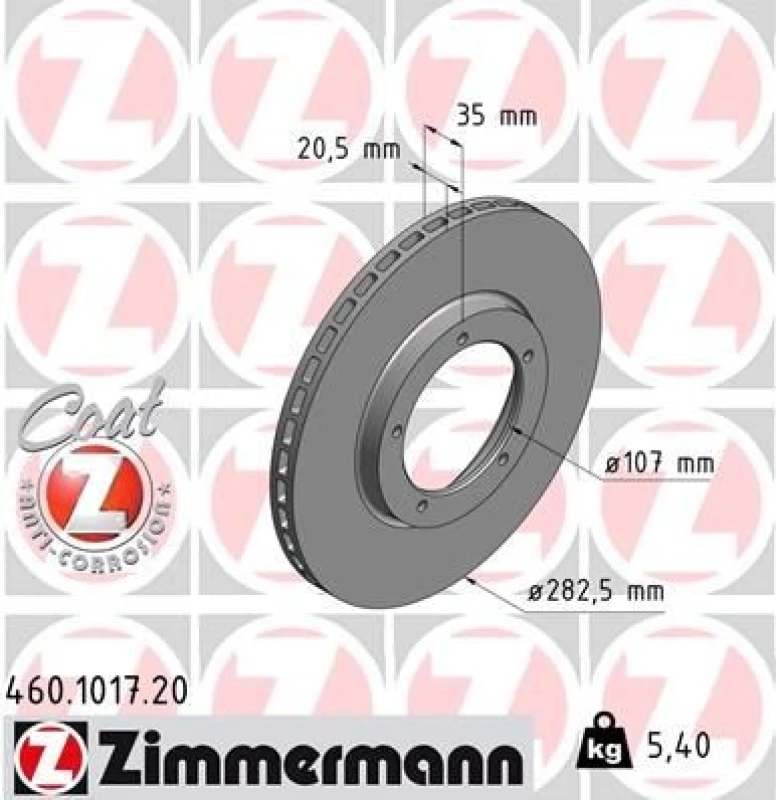 Image of ZIMMERMANN Brake disc ZIMMERMANN 460.1017.20