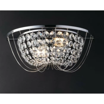 Image of Fan Europe Lighting - Fan Europe Vienna - Crystal K9 Flush Wall Light, Chrome, E14