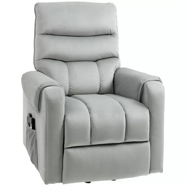 image of HOMCOM Vibration Massage Rise and Recliner Chair, Electric Power Lift Recliner with Remote Control and Side Pocket, Grey