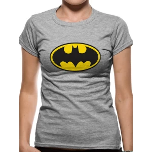 Image of Batman - Logo Womens Large Fitted T-Shirt - Grey