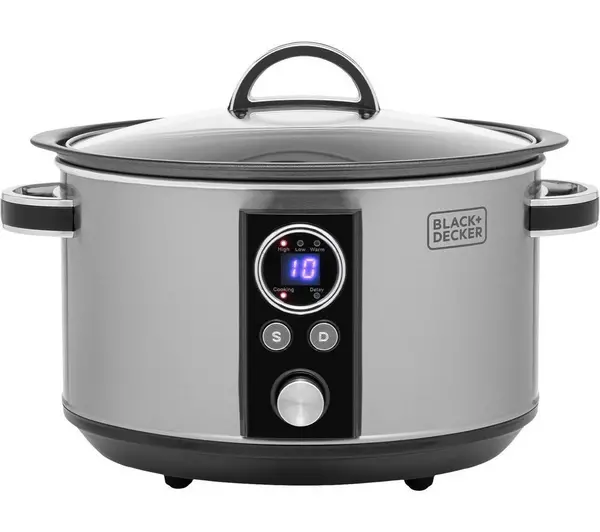 image of BLACK DECKER BXSC16045GB Slow Cooker - Silver/Grey 5056462310138