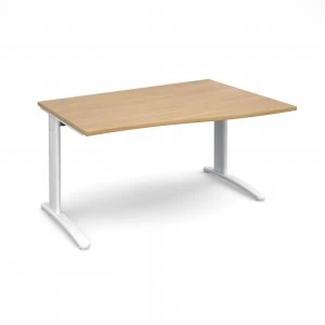 image of TR10 Right Hand Wave Desk 1400mm - White Frame Oak Top