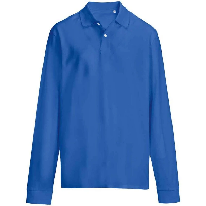 Image of SOL'S Mens Pique Long-Sleeved Polo Shirt in Blue Size: Large Blue Male L