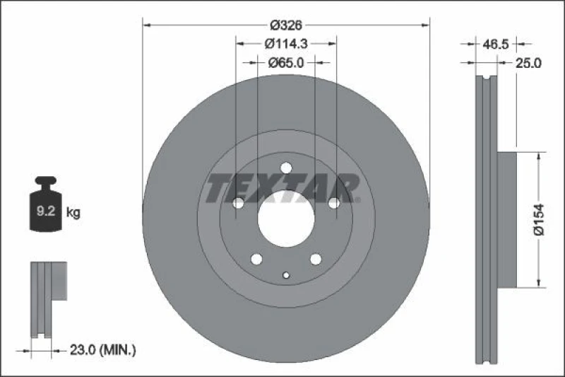 Image of Brake disc TEXTAR 92337603