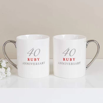 image of Amore By Juliana Set of 2 China Mugs - 40th Anniversary