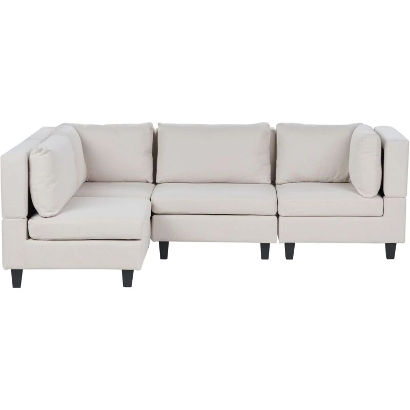 Image of Beliani Modular Corner Sofa 4 Seater Unstad Fabric Light Beige Right Hand