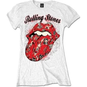 Image of The Rolling Stones - Tattoo Flash Womens XX-Large T-Shirt - White