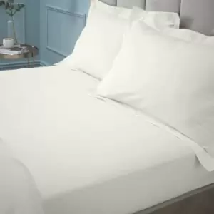 Image of Plain Dye 100% Egyptian Cotton 180 Thread Count Fitted Sheet, Cream, Super King - Bianca