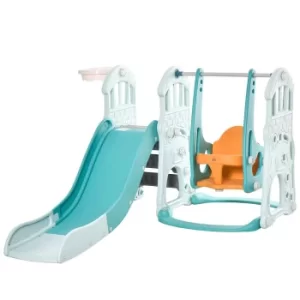 Image of Homcom Kids 3 in 1 Slide and Swing Activity Set With Basketball Hoop Pink, Blue
