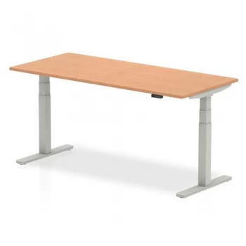 Image of Trexus Sit-Stand Desk Height-adjustable Silver Leg Frame 1800800mm Oak