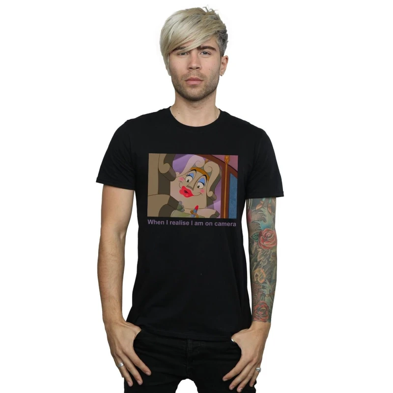 Image of Disney Men Beauty And The Beast Madame De La Grande Bouche T-Shirt in Black Size: Small Black S Male 5059568790385
