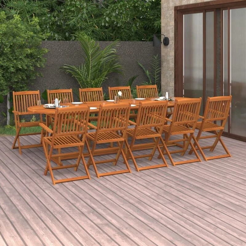 Image of VIDAXL 11 Piece Garden Dining Set 280x90x75cm Solid Wood Acacia Vidaxl 8720286701522