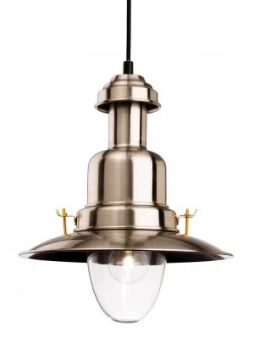 Image of 1 Light Dome Ceiling Pendant Brushed Steel, Clear Glass, E27