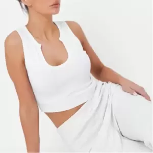 Missguided Rib Notch Neck Crop Top - White