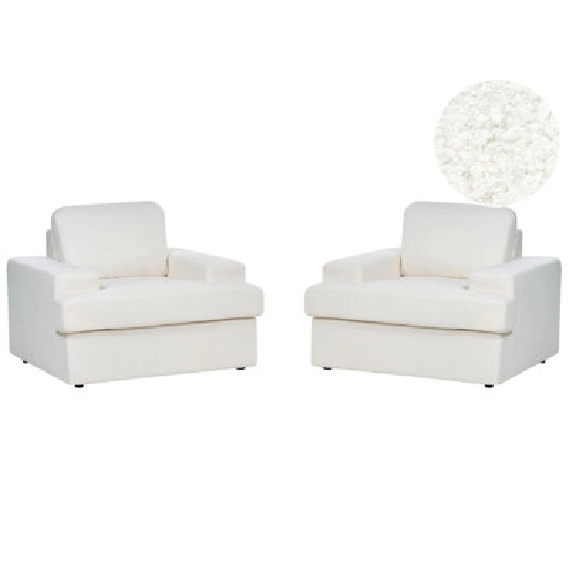 Image of Beliani Set Of 2 Armchairs Alla Boucle Off-White