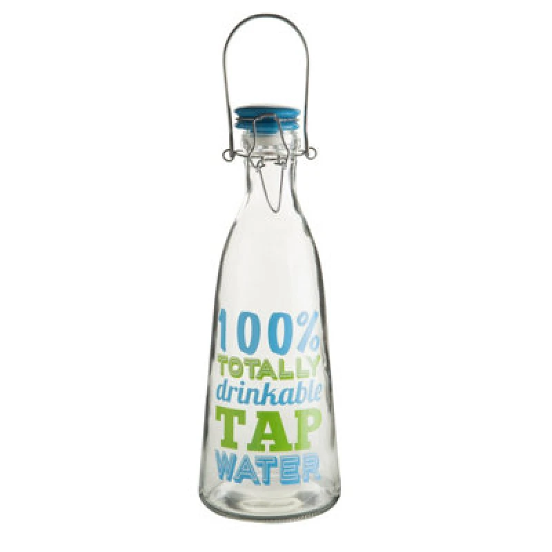 Image of Premier Housewares Crystal Glass Water Bottle 1000Ml, Vibrant Design Clear Glassware, Transparent Drinking Water Glass Multi