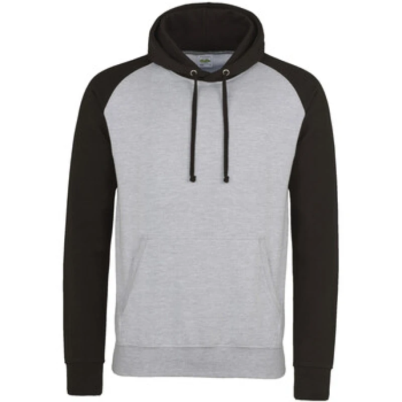 Image of AWDis AWDis Just Hoods Two Tone Hooded Baseball Sweatshirt Hoodie in Pale Grey Size: Small Pale Grey S Unisex 5054752811730