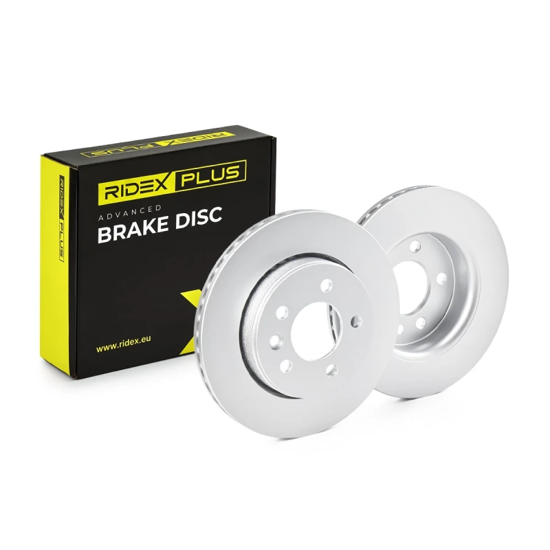 Image of RIDEX PLUS 82B2421P Brake disc Rear Axle, Vented, Grey Cast Iron, Coated, High-carbon, without bolts/screws Grey Cast Iron Brake Disc (82)