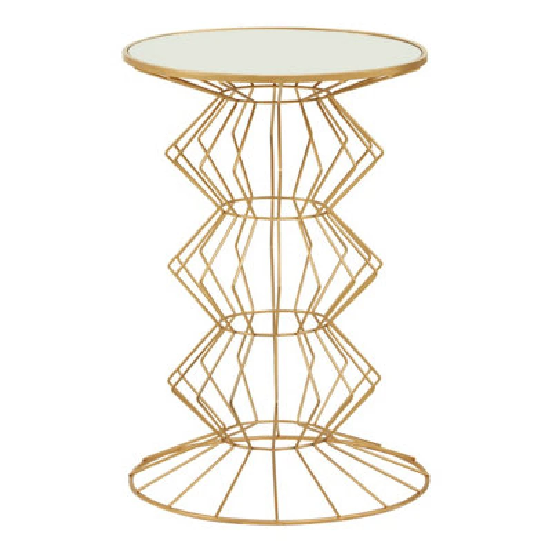 Image of Premier Housewares Interiors By Premier Compact Gold Finish Frame Table, Practical Side Table For Livingroom, Mirrored Top Small Lounge Table Gold
