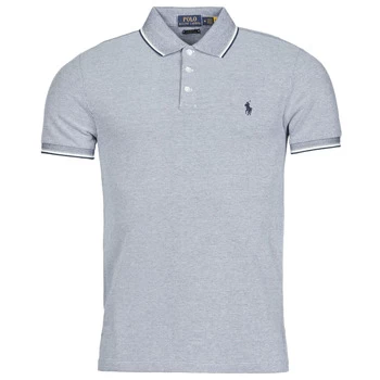 image of Polo Ralph Lauren POLO CINTRE SLIM FIT DETAILS DE COL ET DETAILS DE MANCHES EN COT mens Polo shirt in Blue - Sizes EU S,EU XL