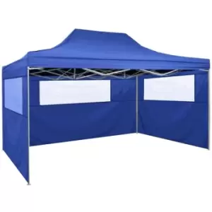 image of Professional Folding Party Tent with 3 Sidewalls 3x4 m Steel Blue Vidaxl Blue