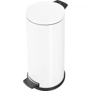 image of Hailo Waste collector SOLID with pedal, size L, 18 l, steel, zinc plated inner container, white