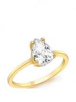 image of Love Gold 9Ct Yellow Gold Pear Cut Cubic Zirconia Ring