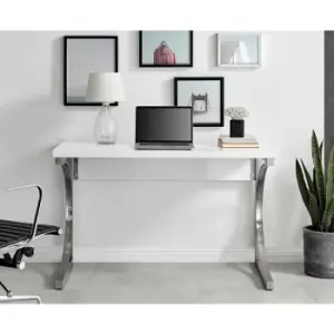 image of Valencia White High Gloss Office Desk - 120cm