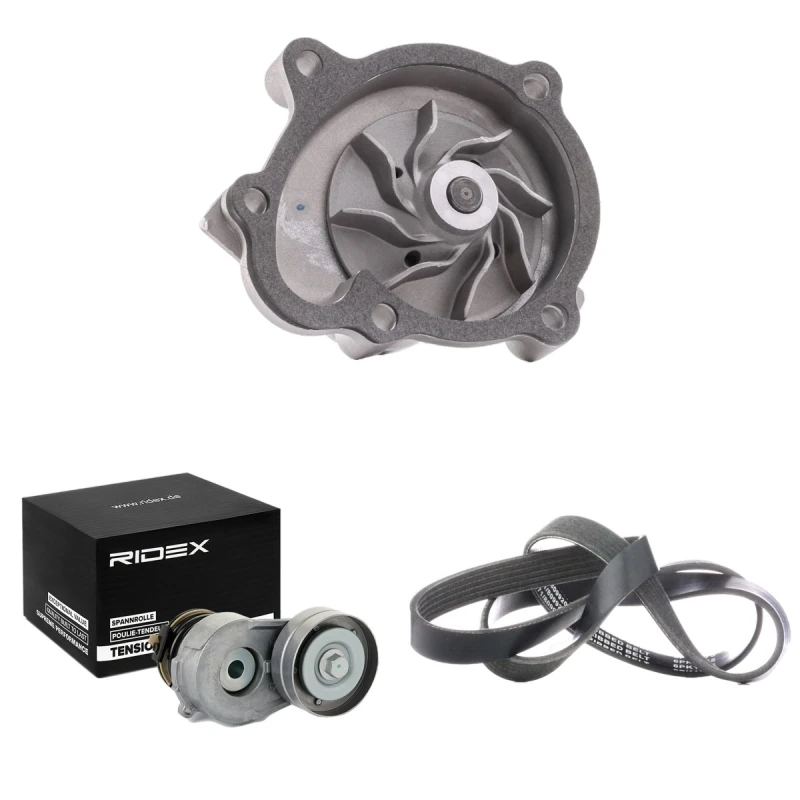 Image of RIDEX 4172P0070 Water Pump + V-Ribbed Belt Kit Water Pump + V-Ribbed Belt Kit (4172)