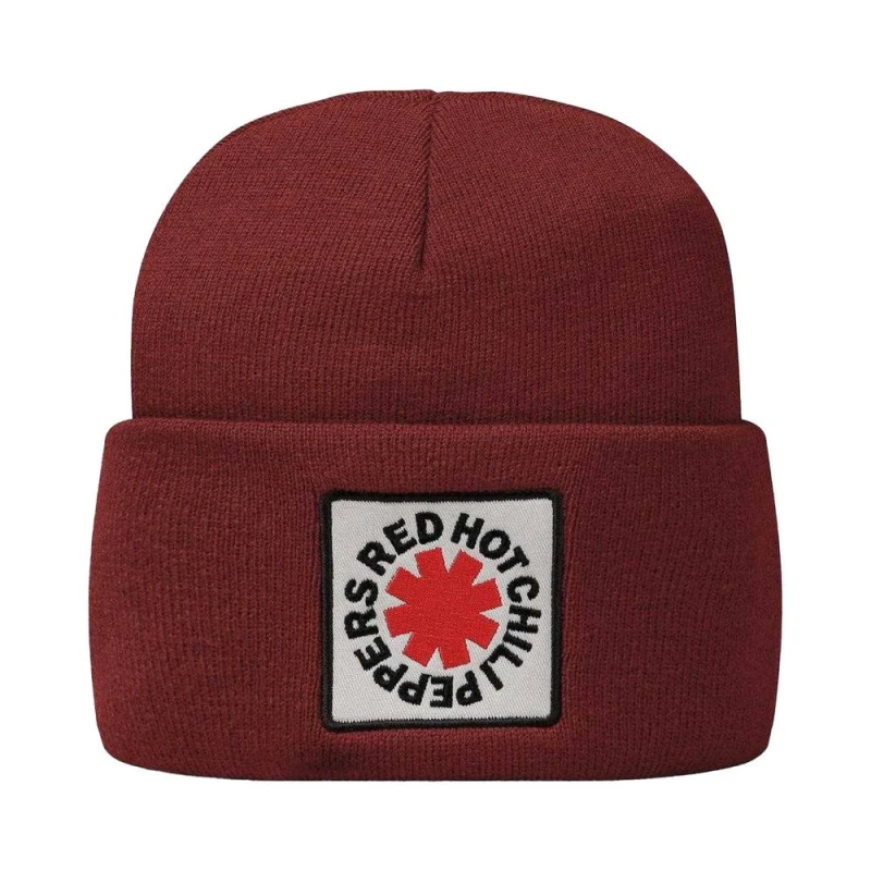 Image of Amplified Mens Red Hot Chili Peppers Logo Beanie in Burgundy Burgundy Male One Size