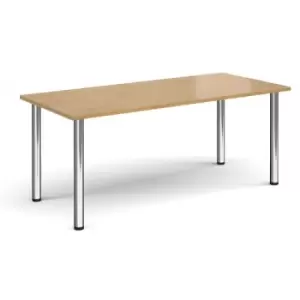 Image of Rectangular chrome radial leg meeting table 1800mm x 800mm - oak