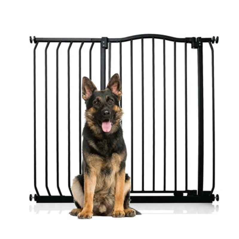 Image of Bettacare Extra Tall Curved Top Dog Gate, 98Cm - 107Cm, Matt Black, Extra Tall 100Cm In Height, Pressure Fit Pet Gate