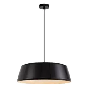 Image of Single Large Ceiling Pendant, 1 Light Adjustable E27, Gloss Black, Gloss White - Luminosa Lighting