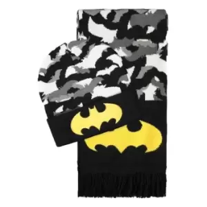 Image of DC Comics Beanie & Scarf Set Batman Logo