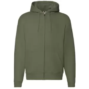 Image of Fruit Of The Loom Mens Zip Through Hooded Sweatshirt / Hoodie (M) (Classic Olive)