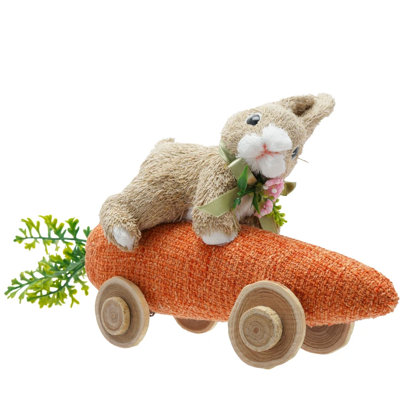 Image of Eggs-traordinary Gift Co Easter Bunny Riding Carrot Car in Orange Orange Unisex
