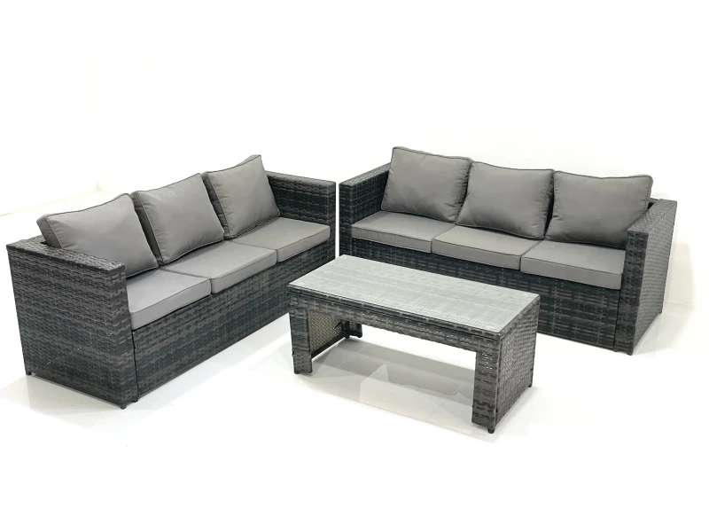 Image of Fimous Garden Outdoor Rattan Furniture Set with Sofa Coffee table Dark Grey Mixed Dark Grey