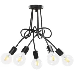 Image of Onli Wire 5 Light Multi Arm Semi Flush Ceiling Lamp, Black