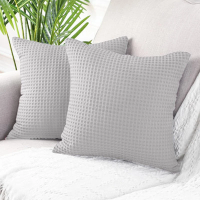 Image of Allure Bath Fashions Hotel Waffle Cushion Covers Two Pack - Dove Grey, 50 X 50Cm