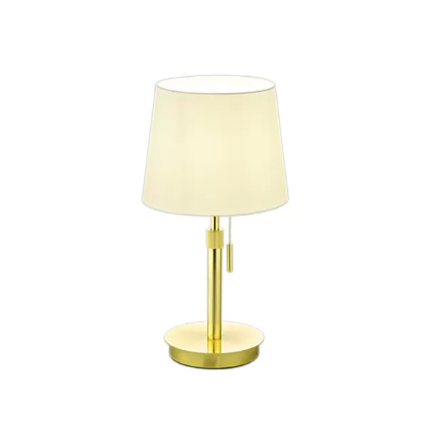 Image of Lyon Modern Table Lamp with Round Tapered Shade Brass Matt