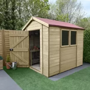 image of Forest Garden Timberdale 8X6 Apex Pressure Treated Tongue & Groove Solid Wood Shed With Floor (Base Included)