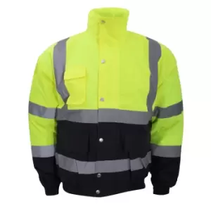 Yoko Hi-Vis Two Tone Bomber Jacket (L) (Hi-Vis Yellow/Navy)