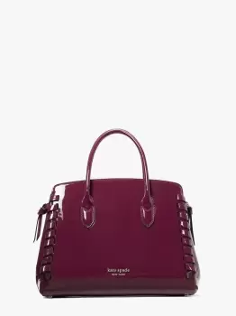 image of Kate Spade Knott Whipstitched Patent Leather Medium Satchel, Persephone Purple, One Size