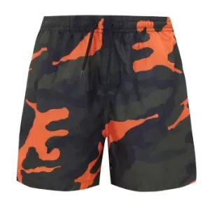 image of Brave Soul Boys Camouflage Print Swimming Trunks (11-12 years) (Khaki/Orange)