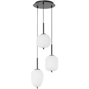 Netlighting Merano Kenora 3 Light Cluster Pendant Ceiling Light Black Metal, Opa