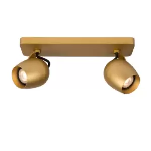 image of Preston Retro Twin Ceiling Spotlight - LED Dim to warm - GU10 - 2x5W 2200K/3000K - Matt Gold, Brass