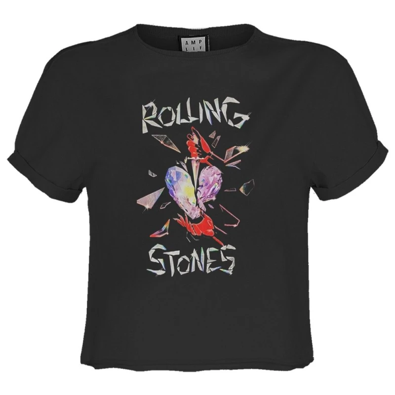 Image of Amplified Amplified Men Hackney Diamonds The Rolling Stones Crop Top in Charcoal Size: Small Charcoal S Male 5063470400379